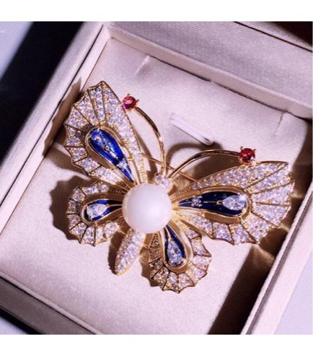 XSB154 - Blue Gem Butterfly Saree Brooch